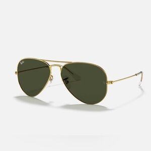 Ray-Ban Gold Aviator Sunglasses, Green Lenses, Good/Fair Condition